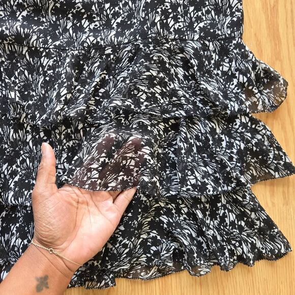 NWOT Ann Taylor Women Silk Floral Tiered Skirt 14 Sheer Whimsigoth Fairy Cottage - Picture 2 of 9